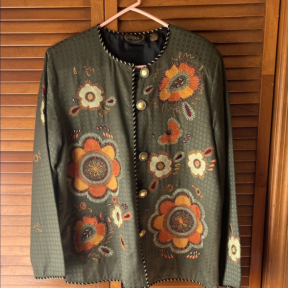 Alex Kim Embroidery Suit Jacket Size Large.